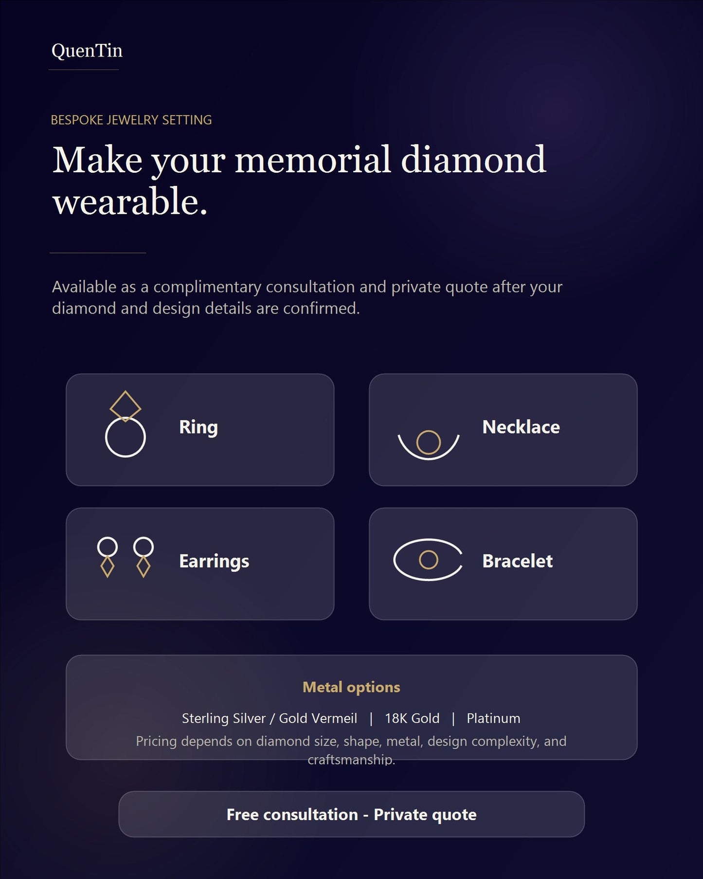 QuenTin bespoke jewelry setting service