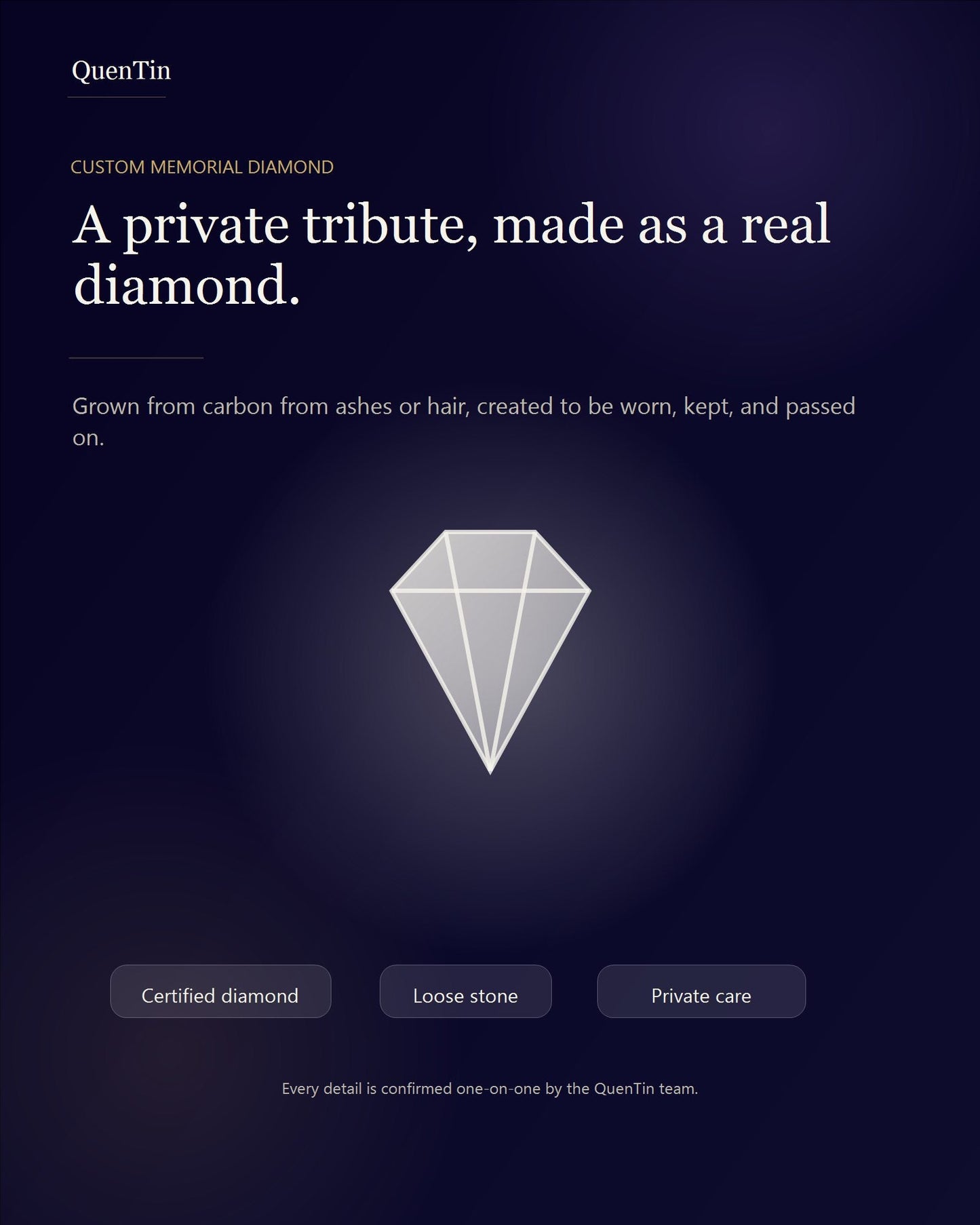 QuenTin custom memorial diamond introduction