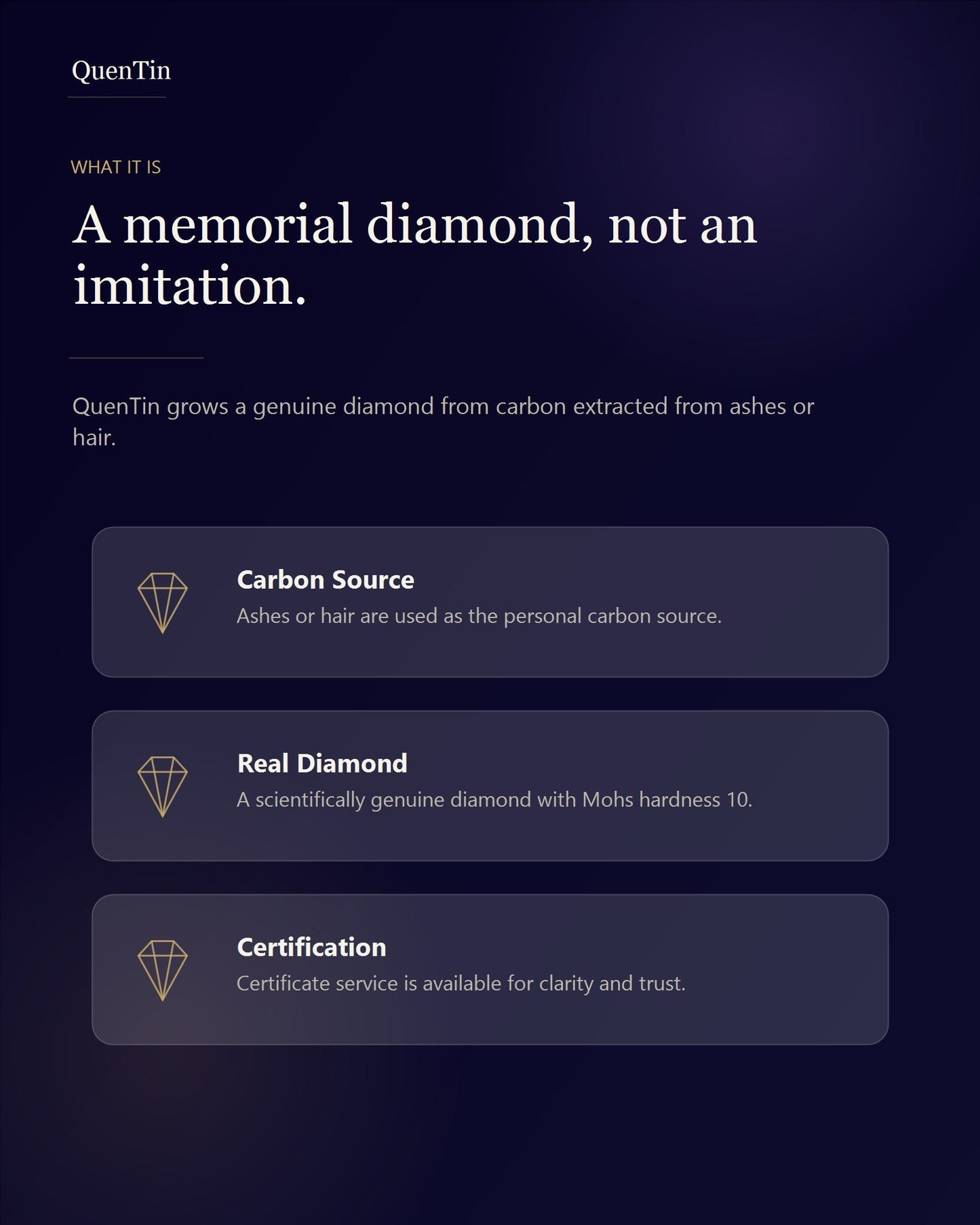 What is a QuenTin memorial diamond