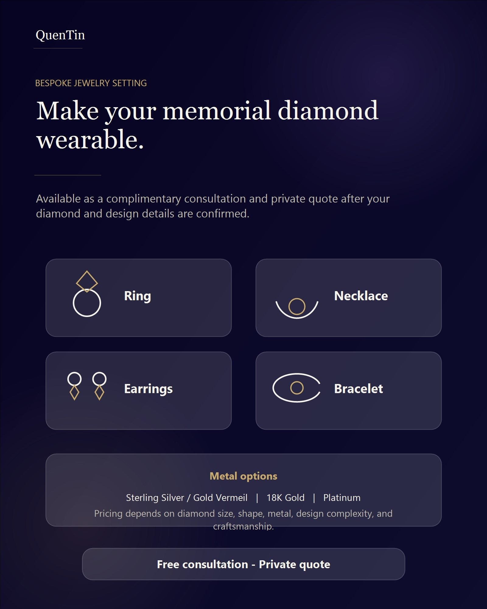 QuenTin bespoke jewelry setting service